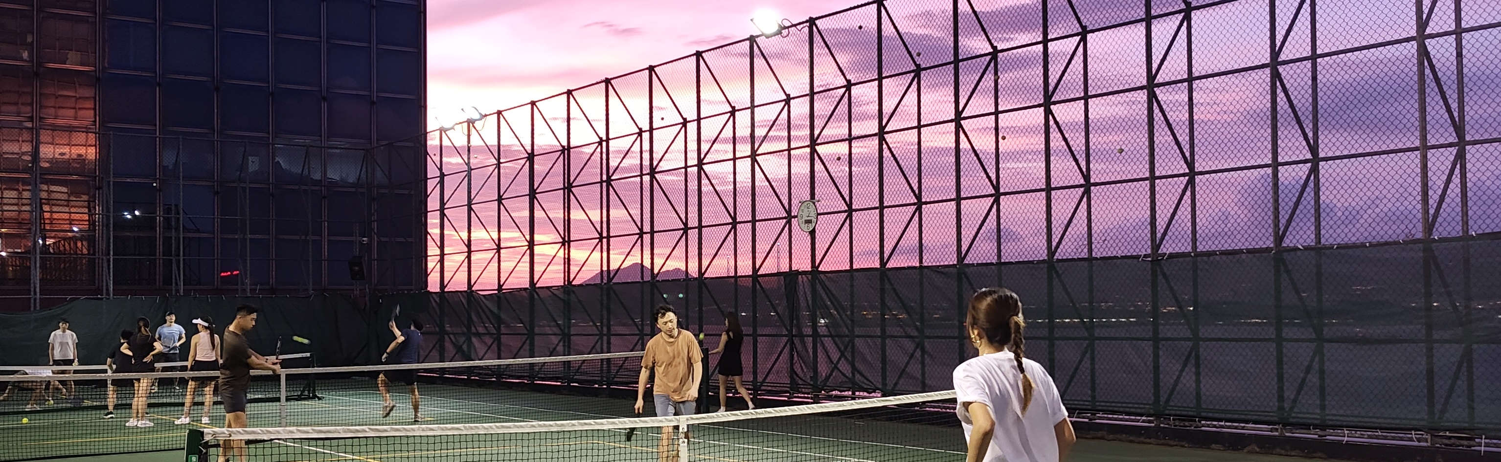 Sports court at sunset